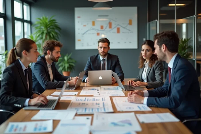 Membres du CSE Altran réunis autour d'une table de réunion pour analyser le budget des activités sociales